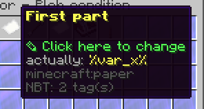 We will use the placeholder for the variable we created. Use %var_x_int% if you still used PLAYER_STRING