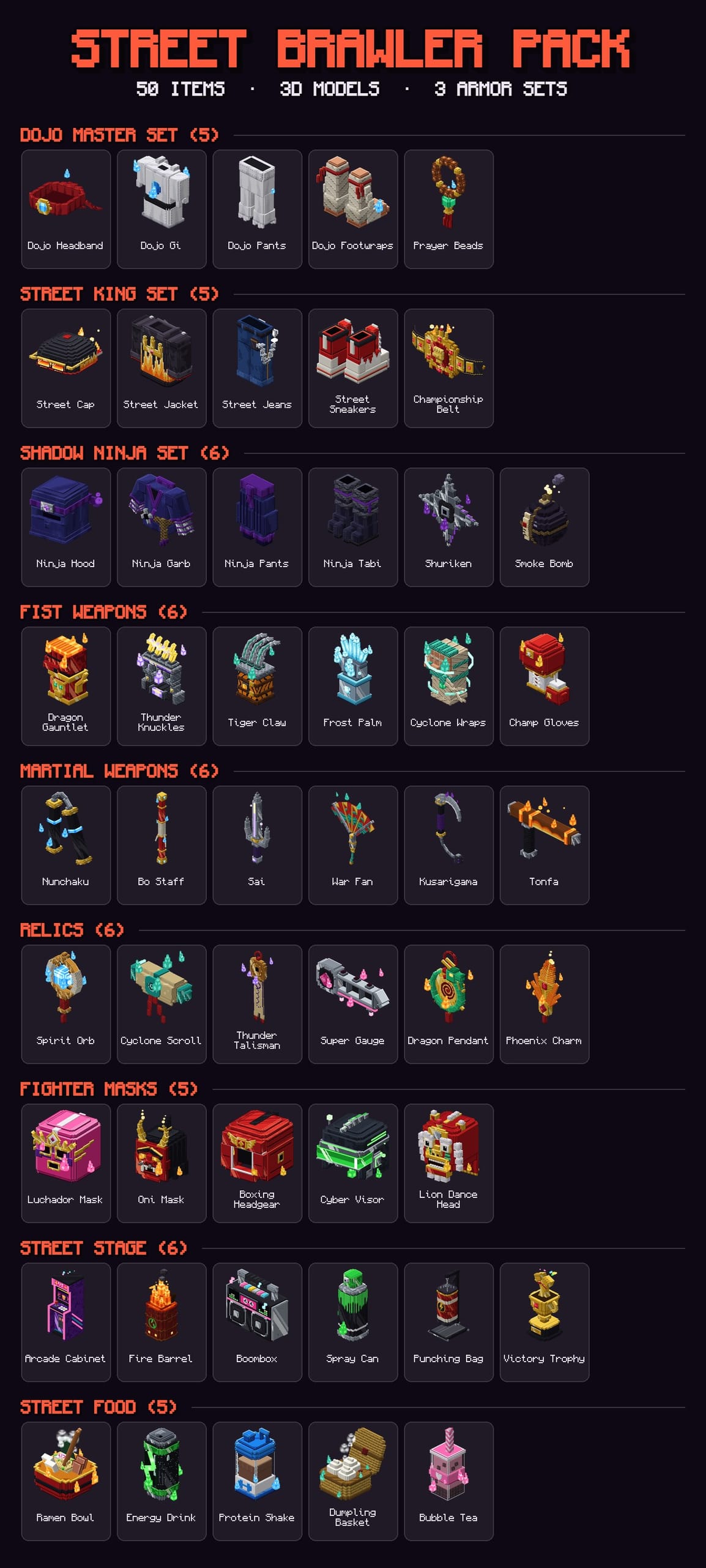 All the objects of Street Brawler Pack