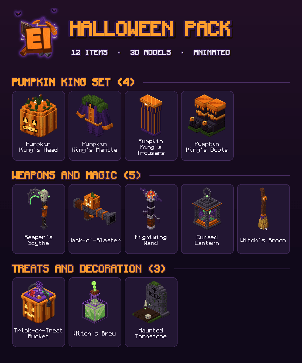 All the items of Halloween Pack